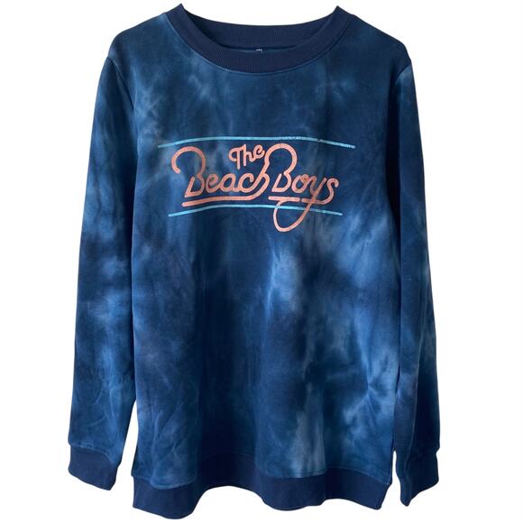 NEW THE BEACH BOYS Tie Dye Crew Neck Graphic Sweatshirt Size M Blue Loungewear - Picture 1 of 3